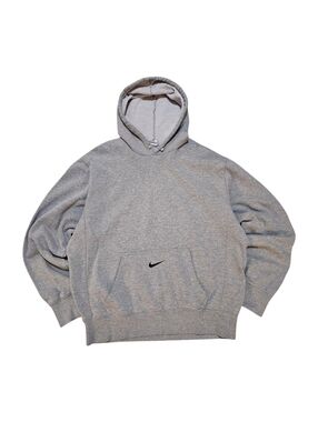 Vintage Y2k Nike Center Swoosh Light Gray Pullover Hoodie